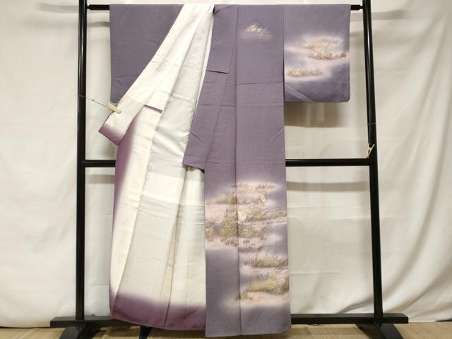 平和屋着物■訪問着 刺繍 流水白鷺文 暈し染め 金彩 正絹 逸品 CABE8411mev