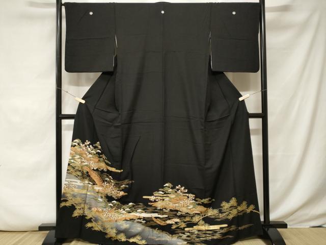 平和屋着物■豪華黒留袖 駒刺繍 御所解文 暈し染め 金彩 正絹 逸品 CABE7992ev