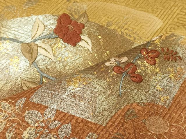 平和屋着物■訪問着 刺繍 地紙草花文 暈し染め 金銀彩 鈴乃屋扱い 正絹 逸品 CABE8067oy