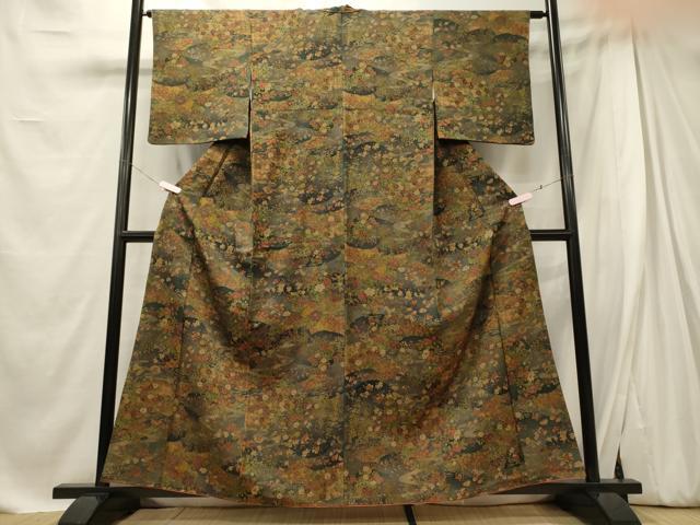 平和屋着物■上質な小紋 流水花鳥文 正絹 逸品 CABE8081oy