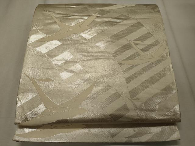 平和屋着物◎両面 六通柄袋帯 唐織 飛鶴文 金銀糸 正絹 逸品 CABE8180oy
