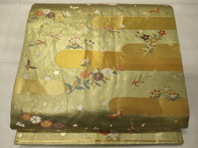 平和屋着物●六通柄　本袋帯　草花　金糸　正絹　逸品　DABB7740op 平和屋着物○六通柄 本袋帯 草花 金糸 正絹 逸品 DABB7740opの通販はau