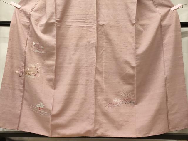平和屋着物■訪問着 紬地 総刺繍 風景草木文 正絹 逸品 CABE8361oy