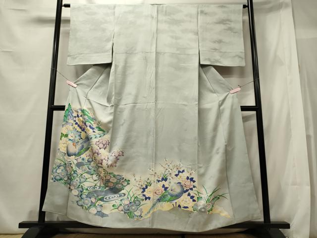 平和屋着物■豪華色留袖 駒刺繍 流水尾長鳥花文 暈し染め 金銀彩 正絹 逸品 CABE8373oy