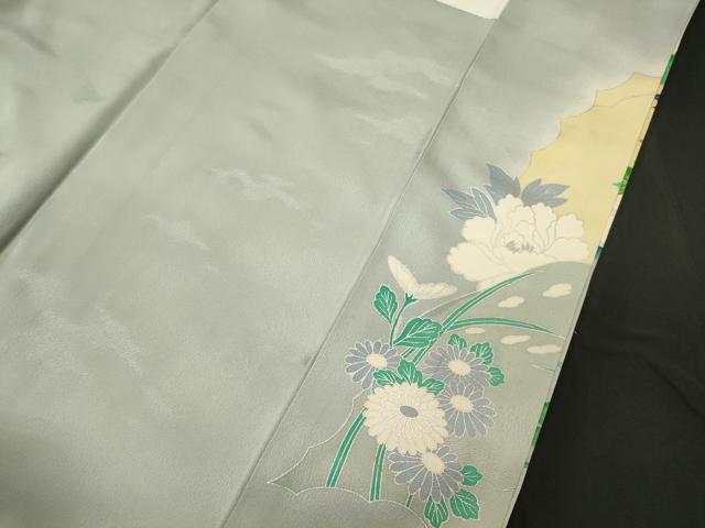 平和屋着物■豪華色留袖 駒刺繍 流水尾長鳥花文 暈し染め 金銀彩 正絹 逸品 CABE8373oy