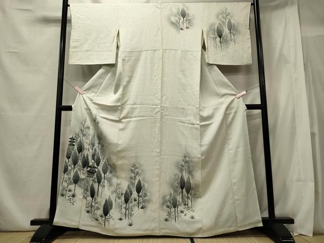 平和屋着物■訪問着 手描き 風景草木文 暈し染め 正絹 逸品 CABE8375oy