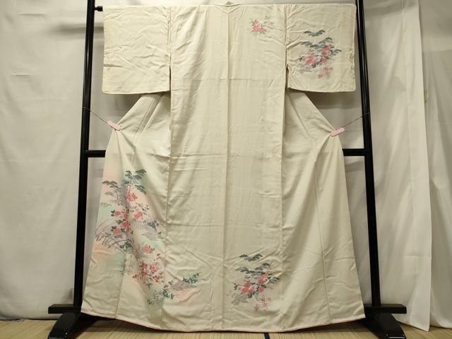 平和屋着物■訪問着 鴛鴦草花文 暈し染め 正絹 逸品 CABE8399oy