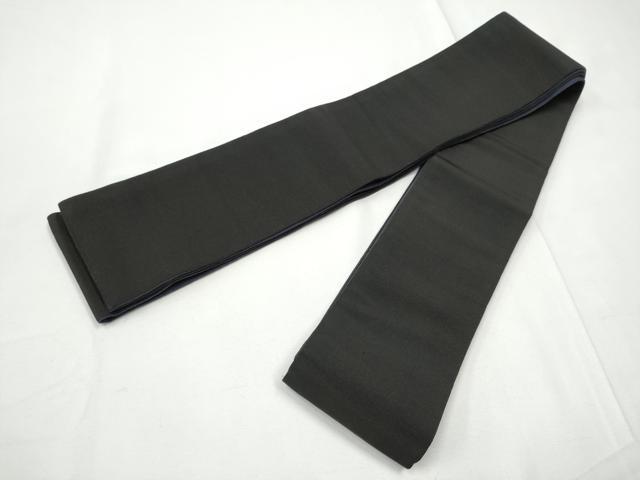 平和屋着物●男性 両面 角帯 色無地 青褐色×黒色 正絹 逸品 CABE8462hy