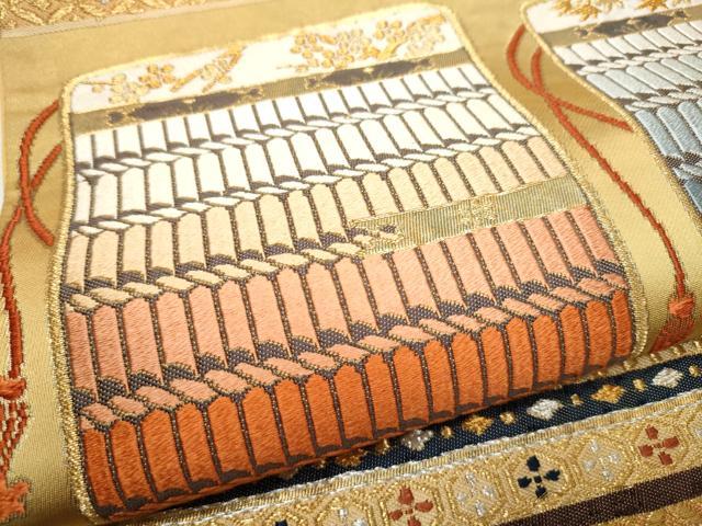 平和屋着物●西陣河村織物謹製・手織り 六通柄袋帯 唐織 源平鎧文 金銀糸 正絹 逸品 CABE8561hy