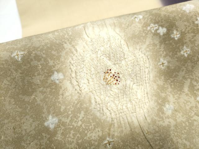 平和屋着物●太鼓柄袋帯 紬地 絞り 舞花文 さが美扱い 正絹 逸品 CABE8563hy