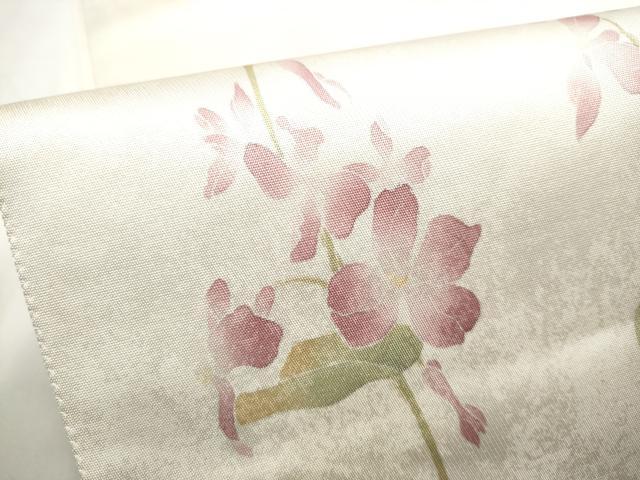 平和屋着物●太鼓柄袋帯 作家物 枝花文 引箔 正絹 逸品 CABE8565hy