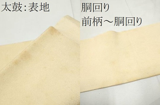 平和屋着物●つけ帯 型染め 成物 鬼しぼ縮緬 正絹 逸品 CABE8595hy