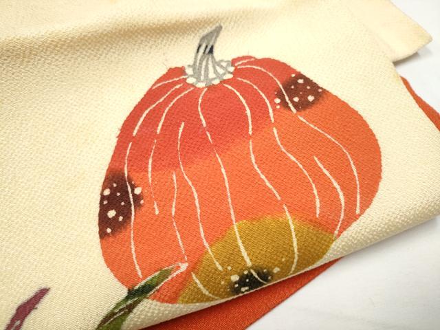 平和屋着物●つけ帯 型染め 成物 鬼しぼ縮緬 正絹 逸品 CABE8595hy