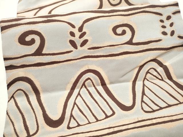 平和屋着物●西陣 紫鉱謹製 九寸名古屋帯 幾何学唐草文 正絹 逸品 CABE8608hy
