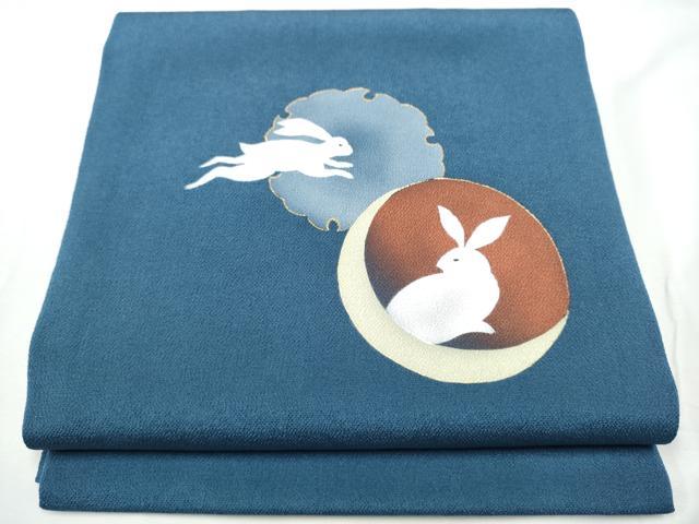 平和屋着物○九寸名古屋帯 作家物 雪輪兎文 金彩 鬼しぼ