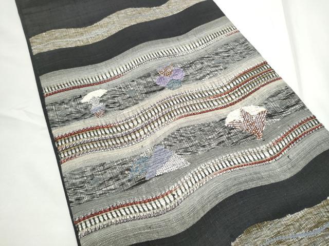 平和屋着物●太鼓柄袋帯 紬地 霞文 金銀糸 やまと誂製 正絹 逸品 CABE8711hy