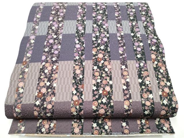 平和屋着物●両面 六通柄袋帯 モール織 横段舞花びら 金銀糸 正絹 逸品 CABE8717hy