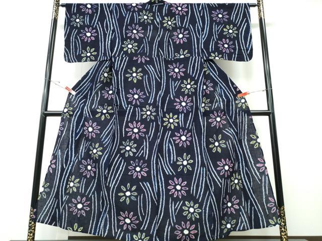 平和屋着物∴夏物 浴衣 有松鳴海絞り 流水菊文 綿 逸品 CABE8802ng
