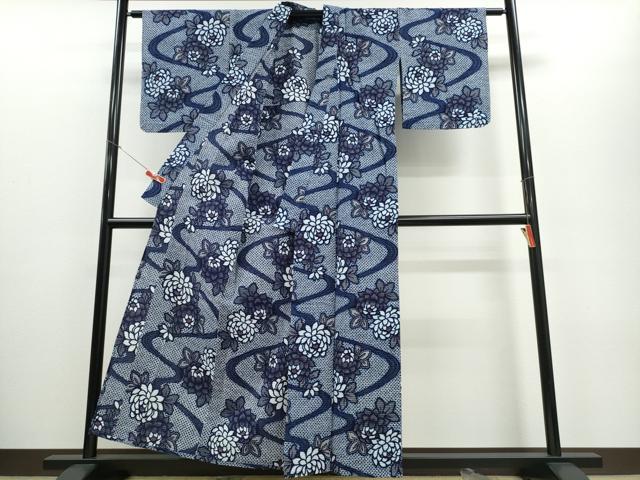 平和屋着物∴夏物 浴衣 流水花文 リップル生地 綿 逸品 CABE8836ng