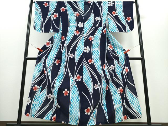 平和屋着物∴夏物 浴衣 綿紅梅 舞花吉祥文 綿 逸品 CABE8861ng