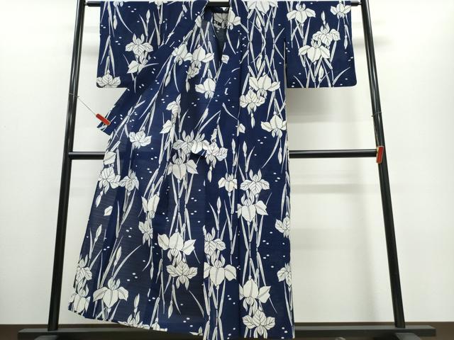 平和屋着物∴夏物 浴衣 綿絽 杜若 綿 逸品 CABE8869ng