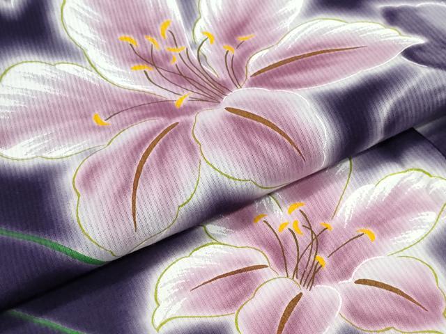 平和屋着物∴世界的ファッションデザイナー 山本寛斎 kansaiブランド 夏物 浴衣 百合 ゆり 綿 逸品 CABE8916ng