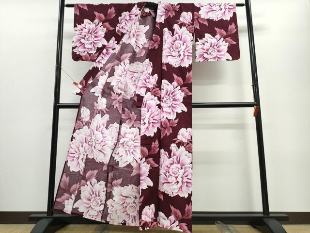 平和屋着物∴夏物 浴衣 綿紅梅 牡丹 綿 逸品 CABE8917ng