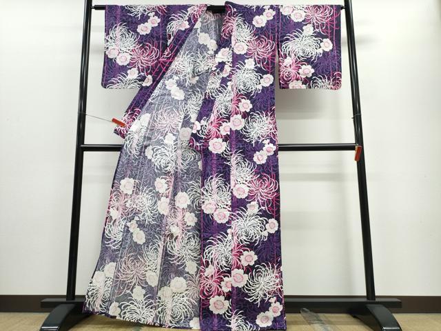 平和屋着物∴夏物 浴衣 綿紅梅 乱菊 舞花文 ラメ 綿 逸品 CABE8930ng