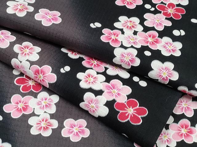 平和屋着物∴夏物 浴衣 綿紅梅 舞梅花文 ラメ 黒地 綿 逸品 CABE8933ng