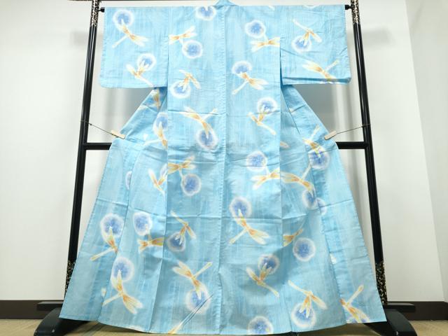 平和屋着物∴夏物 浴衣 トンボ 蜻蛉 ラメ糸 綿 逸品 CABE8935ng