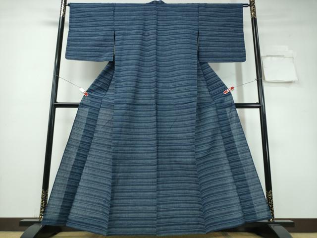 平和屋着物∴夏物 阿波しじら織 浴衣 横段文 綿 逸品 CABE9016ng