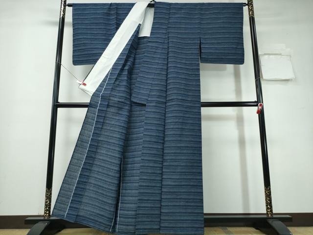 平和屋着物∴夏物 阿波しじら織 浴衣 横段文 綿 逸品 CABE9016ng