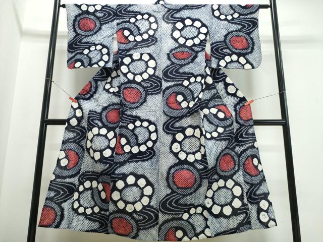 平和屋着物∴夏物 浴衣 有松鳴海絞り 花丸文 綿 逸品 CABE9045ng