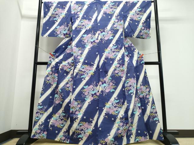平和屋着物∴夏物 浴衣 斜線花丸文 綿 逸品 CABE9069ng