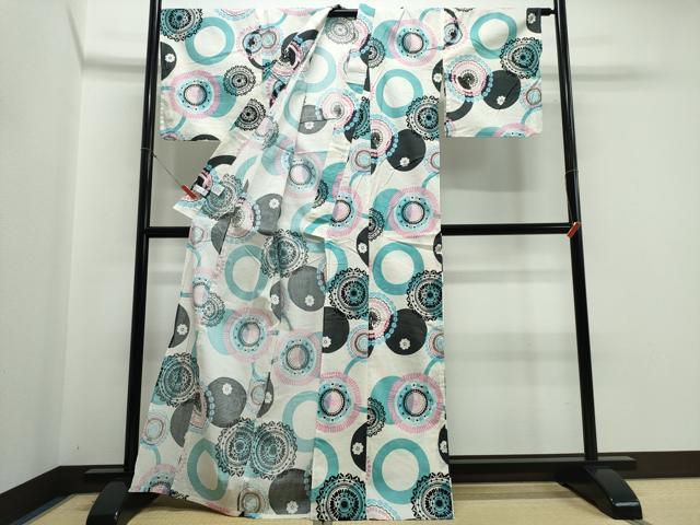 平和屋着物∴夏物 浴衣 綿紅梅 番傘丸文 綿 逸品 CABE9071ng