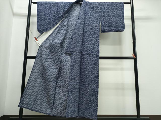 平和屋着物∴夏物 浴衣 亀甲花文 綿 逸品 CABE9079ng