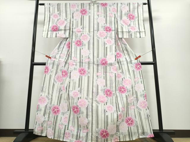 平和屋着物∴夏物 浴衣 綿紅梅 朝顔 間道 綿 逸品 CABE9086ng