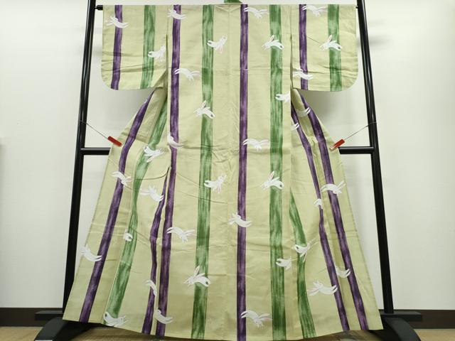 平和屋着物∴夏物 浴衣 跳兎 間道 手縫い 日本製 大丸扱い 綿 逸品 CABE9088ng
