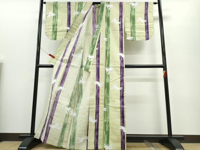 平和屋着物∴夏物 浴衣 跳兎 間道 手縫い 日本製 大丸扱い 綿 逸品 CABE9088ng