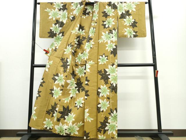 平和屋着物∴夏物 世界的ファッションデザイナー 山本寛斎 kansaiブランド 浴衣 枝葉文 綿 逸品 CABE9089ng