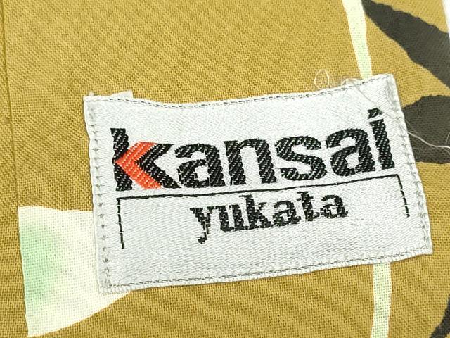 平和屋着物∴夏物 世界的ファッションデザイナー 山本寛斎 kansaiブランド 浴衣 枝葉文 綿 逸品 CABE9089ng