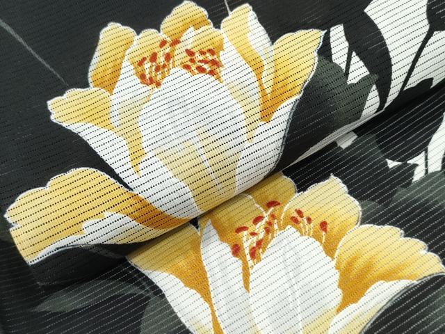 平和屋着物∴夏物 浴衣・小紋兼用 綿絽 草花文 綿 逸品 CABE9095ng