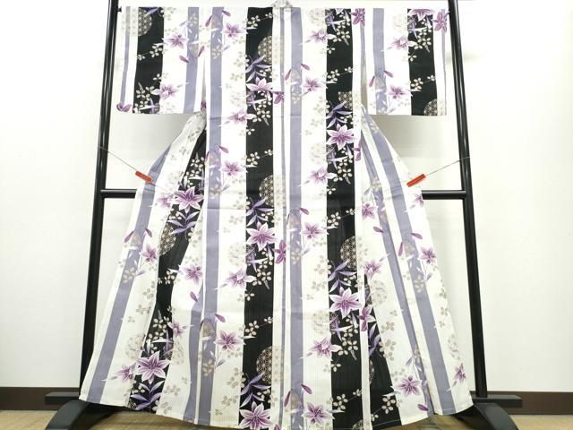 平和屋着物∴夏物 浴衣 ゆり 百合 逸品 CABE9111ng
