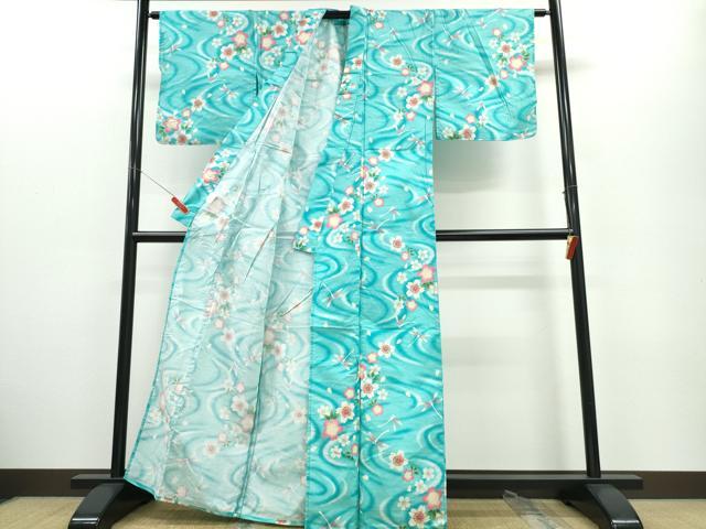 平和屋着物∴夏物 浴衣 トンボ 蜻蛉 流水舞桜 綿 逸品 CABE9116ng