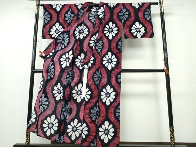 平和屋着物∴夏物 浴衣 有松鳴海絞り 立涌菊文 綿 逸品 CABE9126ng