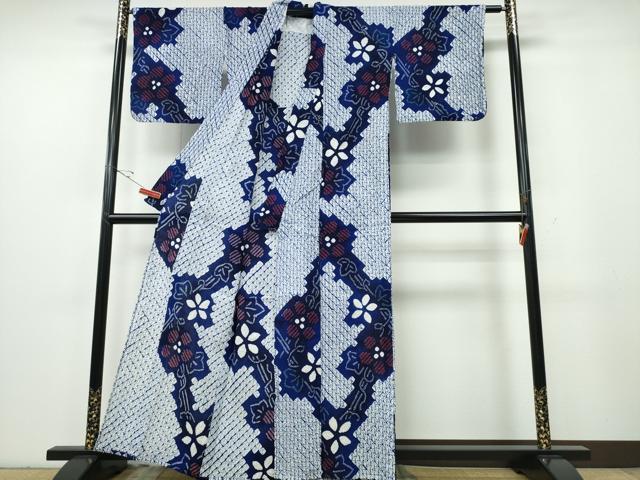 平和屋着物∴夏物 浴衣 有松鳴海絞り 蔦の葉花文 綿 逸品 CABE9133ng