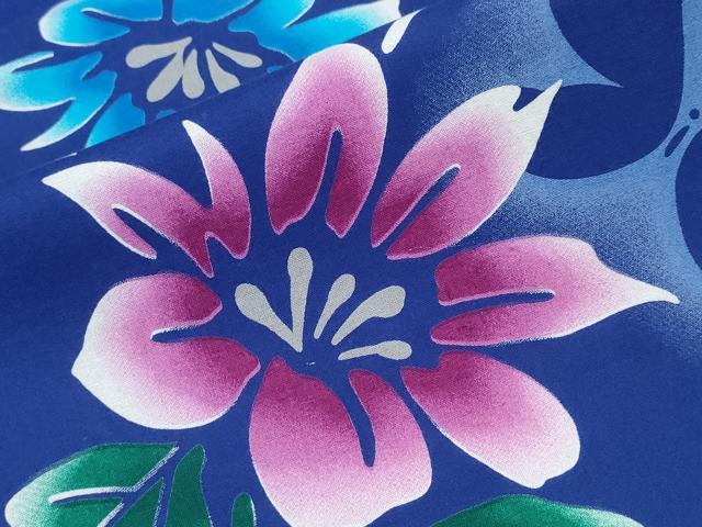 平和屋着物∴夏物 浴衣 舞蝶シルエット 草花文 綿 逸品 CABE9140ng