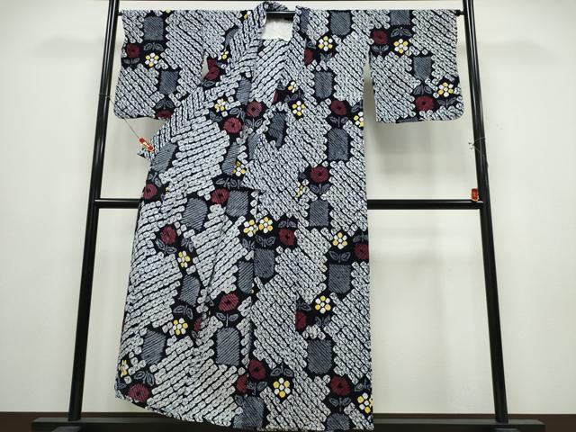 平和屋着物∴夏物 浴衣 有松鳴海絞り 花瓶 綿 逸品 CABE9160ng