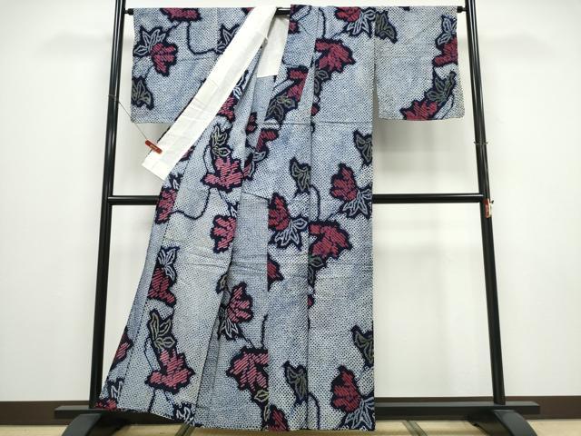 平和屋着物∴夏物 浴衣 有松鳴海絞り 枝花文 綿 逸品 CABE9167ng
