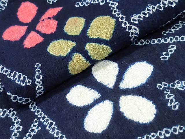 平和屋着物∴夏物 浴衣 有松鳴海絞り 扇面重ね花文 綿 逸品 CABE9173ng